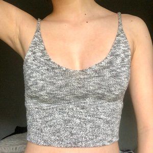 Debut White and Grey Knit Cropped Tank